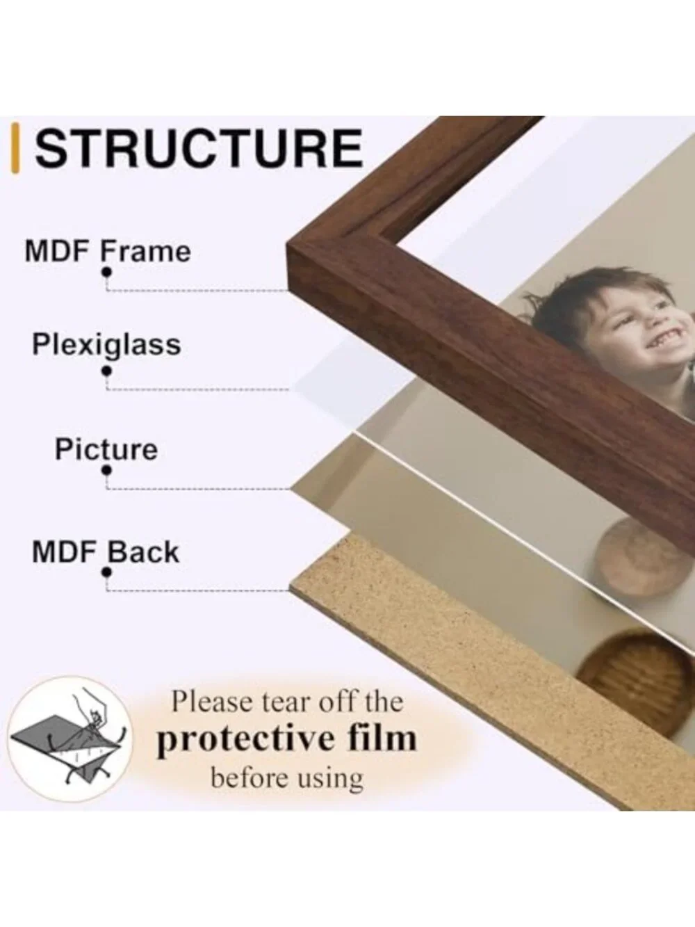 Stylish Brown Triple 5x7 Picture Frame - Vertical Wall Decor for Home & Office